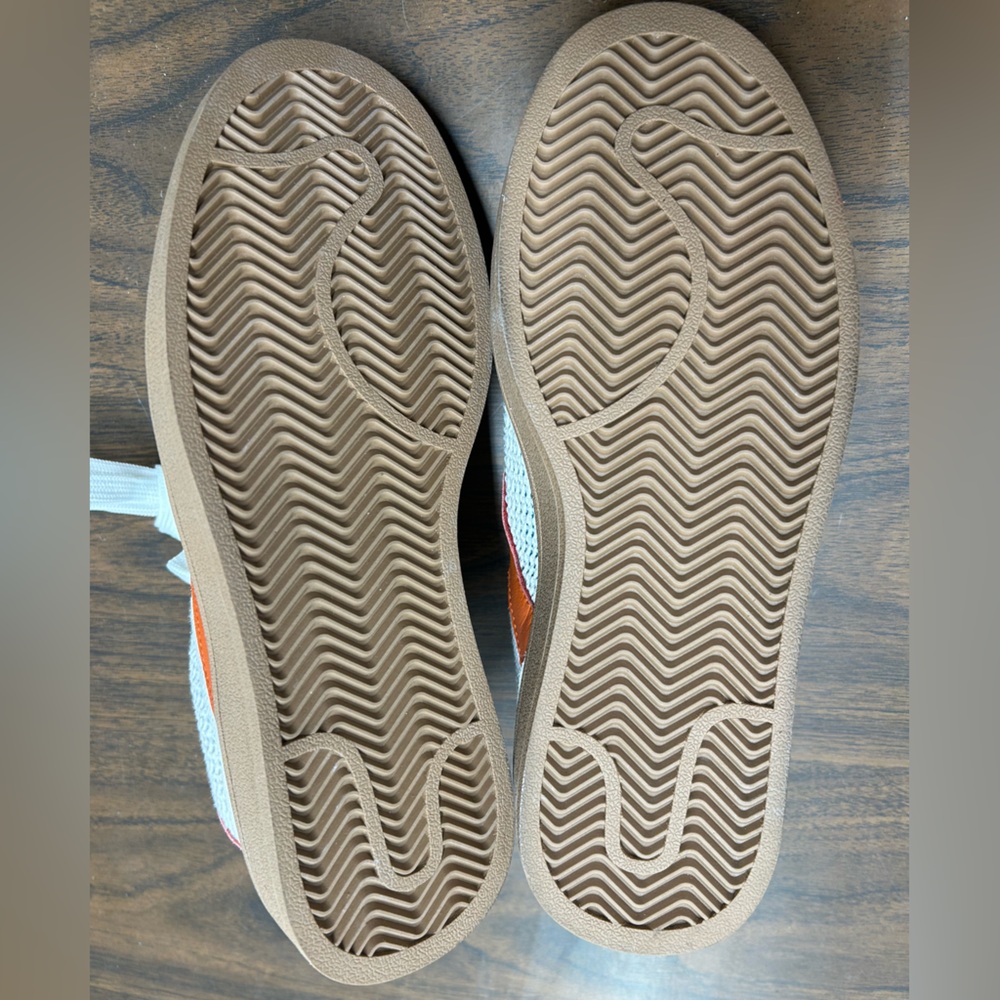 NWOB Chelsea Crew Casual Suede and Knit Sneakers in Ivory/Orange Sz 37 US 6-6.5 - Picture 7 of 7